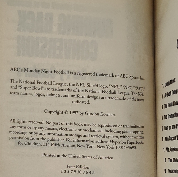 ABC's NFL Monday Night Football Club Books 1 & 2 Gordon Korman Book Lot - Picture 12 of 12